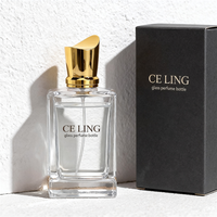 Flacon de parfum en verre de haute qualité, design rectangulaire, fond épais, 30 ml, 50 ml, 100 ml, logo personnalisé, vaporisateur, boîte d'emballage