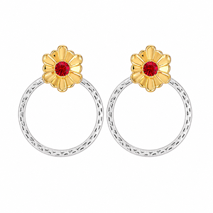 Orecchini Scintillanti Golden Lotus da Donna, Gioielli Vintage Texturizzati Multifunzione alla Moda - Product Image 1
