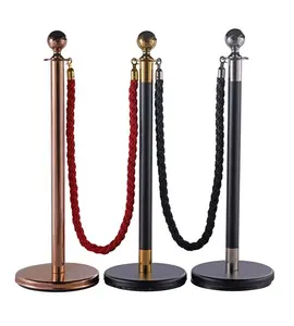 Stainless Steel Crowd Control Stanchion Post Barrier with Rope for Office/Hotel/Supermarket
