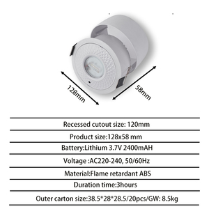 Luz de Emergencia Recargable de 8w, Empotrada en el Techo, 6000K, Luz de Emergencia LED Empotrada, Luz de Techo de Emergencia Moderna - Product Image 2
