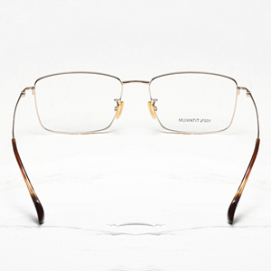 Titanium Rectangle <b>Eyeglasses</b> Full Rim Unisex Lightweight Vision Correction <b>Frames</b> T2102 Solid Color Adult Size 54mm - Product Image 5
