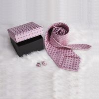 Ensembles de boîte-cadeau de bouton de manchette et de cravate en soie 100% formel classique personnalisé pour les hommes