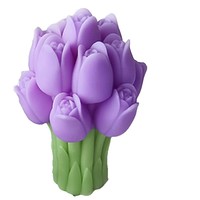 Private Label Geschenkbox in Tulpenform mit Sojawachs-Kerze, Großhandel Handgemachte Blumenskulptur Aroma-Kerze für Feiertage und Hochzeitsgäste