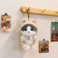 Porte-clés chat en peluche super doux OEM, rembourrage en coton PP, petite poupée compagnon anti-stress unisexe