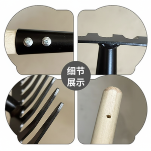 Rastrillo de Jardín de Acero Directo de Fábrica con Mango de Madera, Seis, Siete u Ocho Dientes, Herramienta para Remover Maleza y Remover la Tierra - Product Image 1