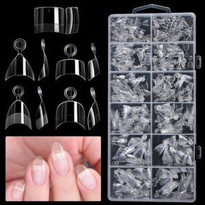 600 faux ongles longs semi-couvrants en ABS, transparents, sans lime, 12 tailles, durables, pour extension de manucure en salon - Product Image 1