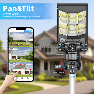 Hongnaer 12MP <span class=keywords><strong>3</strong></span>-Linsen Solarbetriebene Überwachungs-CCTV-Kamera V380 Pro Outdoor-Sicherheit 4G SIM-Karte Solar-Straßenlaterne mit Kamera - Product Image 6