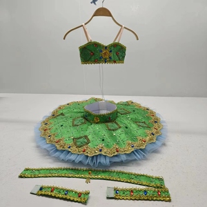 Profesional 2 piezas 9-12 capas plato tutú niñas clásico panqueque tutú <span class=keywords><strong>bailarina</strong></span> verde <span class=keywords><strong>Cascanueces</strong></span> YAGP Tutus - Product Image 4