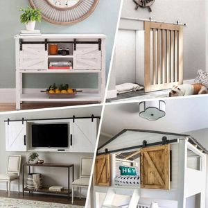 Kit de Herrajes WEKIS en Forma de T para Puertas Correderas de Granero, Acero Industrial y Latón, para Hoteles Modernos, Apartamentos, Almacenes y Gabinetes, con Tornillos - Product Image 6