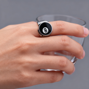 Anneaux <span class=keywords><strong>de</strong></span> chevalière pour hommes RTS Hiphop numéro 8, acier inoxydable, émail noir cool, boule <span class=keywords><strong>de</strong></span> snooker, bijoux <span class=keywords><strong>de</strong></span> sport, cadeaux - Product Image 6