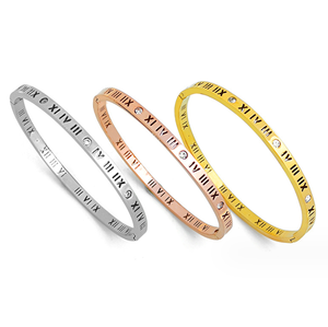 Bijoux de mode bracelets bracelets ensemble de chiffres romains <span class=keywords><strong>bracelet</strong></span> chaine et bague <span class=keywords><strong>en</strong></span> ou - Product Image 1