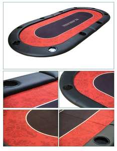 Table de <span class=keywords><strong>poker</strong></span> pliable portable de qualité casino Texas Hold'em avec porte-gobelets, <span class=keywords><strong>tapis</strong></span> de jeu rond rembourré léger et bon marché pour l'extérieur - Product Image 4