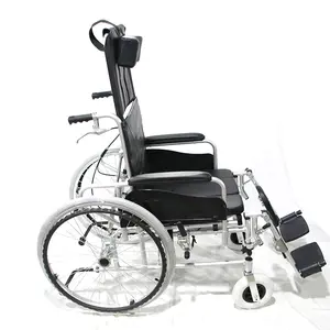 Wholesale New Style High Back Reclining Wheelchair Folding Stretcher Aluminum Commode Wheelchair