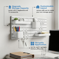 Organiseur mural à panneaux perforés en plastique 22*11 pouces, système de rangement modulaire pour la maison, le bureau et la salle d'artisanat