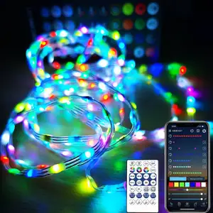 Cortina led rgb programável ws2812b, lâmpada led pixel para decoração ao ar livre e para feriados natal