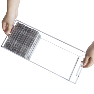 Wholesale Set of 2 Modern Clear Acrylic <b>CD</b> Storage <b>Rack</b> Stackable <b>CD</b> Media Display <b>Rack</b> - Product Image 4