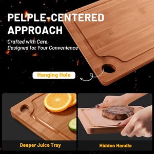 Ensemble <span class=keywords><strong>de</strong></span> 3 planches à découper en bambou carbonisé sur mesure, tailles variées, planches à découper en bois durables pour la maison, la cuisine et les restaurants - Product Image 3