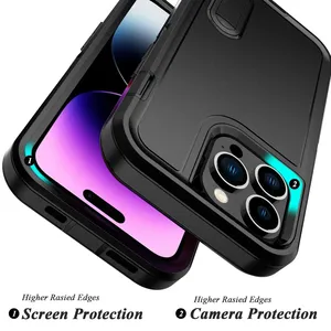 Étui de téléphone antichoc 3 en 1 avec béquille et protection de l'appareil photo pour <span class=keywords><strong>iPhone</strong></span> <span class=keywords><strong>11</strong></span> 12 13 14 15 16 Pro Max - Product Image 4
