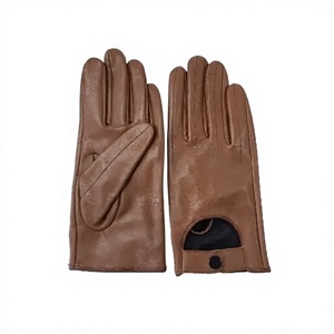 Gants de conduite en cuir de mouton marron camel, unisexes, antidérapants, avec sangle de poignet réglable, pour la conduite, l'équitation et les activités de plein air - Product Image 1