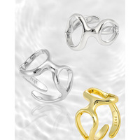 Cercle géométrique plaqué or Bijoux tendance en argent sterling 925 Anneaux ajustables pour femmes