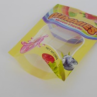 Sachet en plastique imprimé sur mesure avec fenêtre transparente, trou de suspension, motif fruits colorés, emballage autoportant
