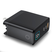 Chargeur mural multiport HNT 65W LED intelligent PD Type C GaN super rapide 3 ports avec affichage numérique pour Royaume-Uni, États-Unis, Japon, Australie, UE