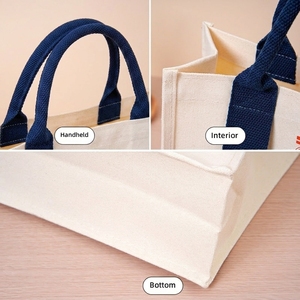 Sac fourre-tout en toile enduite 12 oz avec logo personnalisé, poignée en ruban, motif lettres structurées, 100 % coton, pour la vente en gros - Product Image 3