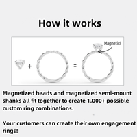 Outil de Vente d'Échantillons Présentoir Kit Magnétique de Création de Bagues de Fiançailles et de Mariage en Diamant, avec Montures et Corps Personnalisables