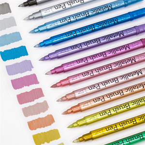 <span class=keywords><strong>Pennarello</strong></span> Metallico a Doppia <span class=keywords><strong>Punta</strong></span> 24 Colori con <span class=keywords><strong>Punta</strong></span> a Pennello e <span class=keywords><strong>Punta</strong></span> <span class=keywords><strong>Fine</strong></span>, Inchiostro Cancellabile a Secco e a Umido per Uso su Carta - Product Image 3