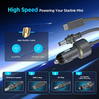 Cable de Alimentación 3 en 1 para Starlink Mini de 5 Metros, Cable de Alimentación CC Resistente al Agua, Cargador USB-C/para Automóvil/Cable de Alimentación CC a CC para Starlink Mini