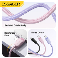 ESSAGER ES-X93 1M 2M 2 in 1 Kabel Data Pengisian Cepat USB Type C ke C IP Phone 3A 60W Teranyam, Kompatibel Dengan Android iPhone