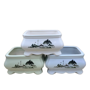 Plant <strong>Pot</strong> for Garden Home Traditional Style Premium <strong>Ceramic</strong> <strong>Rectangular</strong> Chinese Bonsai <strong>Pots</strong> - Product Image 1