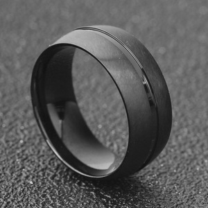 Stainless Steel Ring 8Mm Black <b>Brushed</b> Finish For Women Fashion Jewelry Gift - Product Image 4