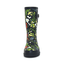 Bottes de pluie en caoutchouc naturel pour femmes, écologiques, imprimé floral, imperméables, mi-mollet, vente en gros d'usine, fournisseur en vrac