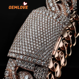 Collar de Cadena Cubana de Oro Sólido de 18K con Diamantes para Hombre, Joyería Hip Hop Brillante para Regalo y Fiestas, Marca GEMLOVE - Product Image 4