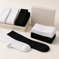 Chaussettes hautes en coton tricoté respirant, blanches et noires unies, pour uniforme scolaire de filles, usage quotidien automne, personnalisables, vente en gros