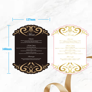 Carte de <span class=keywords><strong>menu</strong></span> de <span class=keywords><strong>mariage</strong></span> personnalisée en <span class=keywords><strong>papier</strong></span>/acrylique, carte de commande de restaurant avec texte en feuille d'or pour <span class=keywords><strong>mariage</strong></span> et anniversaire - Product Image 6