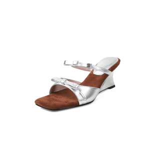 Sandalias de tacón bajo con punta cuadrada, estilo francés, de una pieza, con lazo, minimalistas y de punta abierta. - Product Image 2