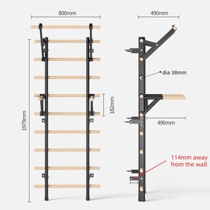 <span class=keywords><strong>Escalera</strong></span> sueca de pared para interiores con barra de dominadas ajustable, proveedor verificado de calidad, venta al por mayor - Product Image 4