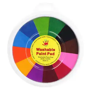 Esponja DIY colorida redonda para impressão digital, almofada de tinta para estampagem de dedo lavável, almofada para impressão digital para crianças, novidade