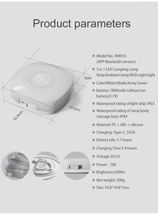 แถบไฟ LED สี RGB ยาว5ม. พร้อมการควบคุมแอปไฟสร้างบรรยากาศในร่ม/กลางแจ้งแบบพกพาสำหรับตั้งแคมป์ - Product Image 2