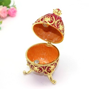 2023 kim loại trứng hộp đồ trang sức kết hợp màu sắc vật liệu kim loại pha lê men Hộp Đính cho đồ trang sức - Product Image 4