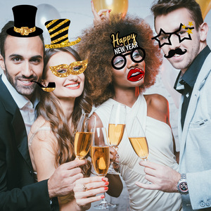 Joyeux Nouvel An 2027 – Ballons de fête d'<span class=keywords><strong>anniversaire</strong></span> 12 pouces, Pompons en papier et spirales en latex imprimés or et noir – Décoration de réveillon de Noël - Product Image 3