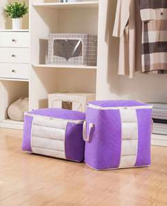 Grand sac de rangement pour vêtements avec poignée renforcée, tissu épais non tissé, sac de rangement pour couette ménager - Product Image 2