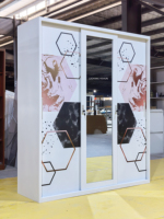 Armoire Métallique à 3 Portes pour Vêtements, Penderie Moderne en Acier pour Chambre à Coucher