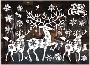 Calcomanías Navideñas de Reno de <span class=keywords><strong>Santa</strong></span> Claus, Artículos para Fiestas Navideñas con Copos de Nieve, Adhesivos Estáticos para Ventanas, Decoraciones Navideñas - Product Image 2