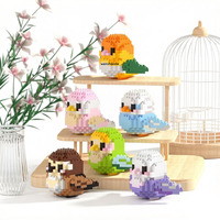 Set de Bloques de Construcción de Micropartículas de Aves de Dibujos Animados (Periquito, Cacatúa, Loro, Ara) - Pequeño Modelo de Rompecabezas Educativo de Plástico para Niños