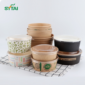 Hộp đựng salad giấy kraft dùng một lần 500ml 1000ml 1100ml bán buôn, có nắp, dùng cho giao đồ ăn nóng - Product Image 6