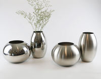 Set Vas Bunga Meja Modern dari Baja Tahan Karat yang Dapat Disesuaikan, Pot Bunga Dekoratif, Wadah Tanaman Vas Berwarna Mewah