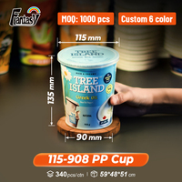 Gobelet d'emballage en plastique PP de 115 mm de diamètre, 900 g, 900 ml, idéal pour yaourt, crème glacée, pudding, mousse, fruits, crème anglaise, congee, barbecue, riz frit